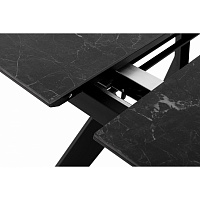 Стол кухонный керамика на металлическом каркасе Валео 1600(2100)*900*760мм (т.820 (Черная шагрень), Керамика 60 (Черный мрамор))